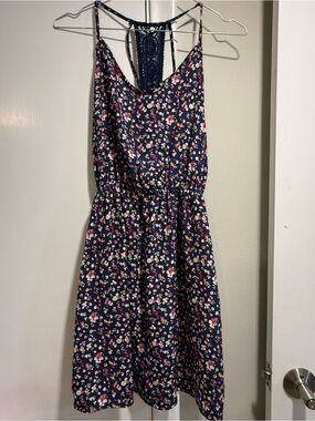 Soprano Navy Floral Lace-Back Sundress